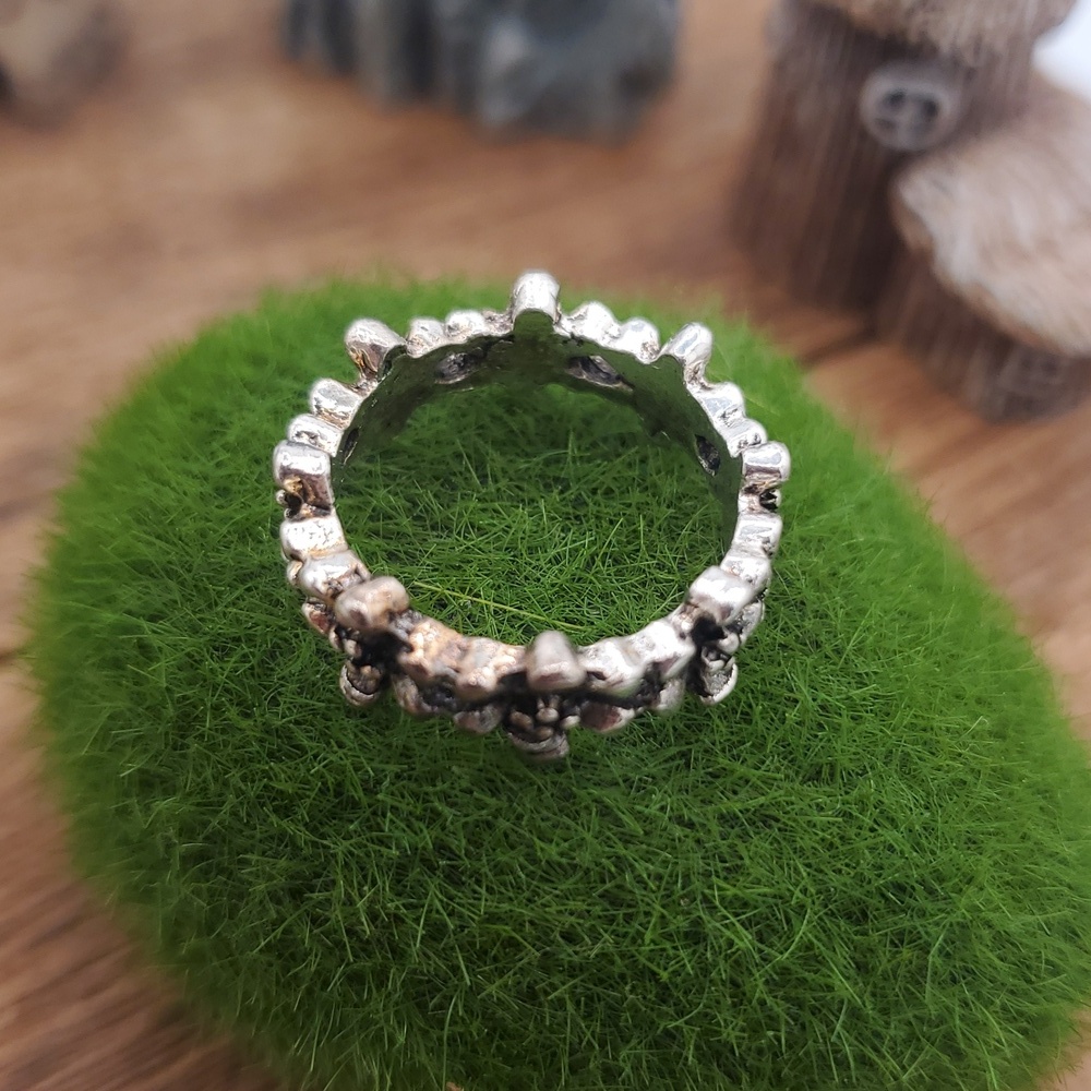 Floral Flower Silver Ring Size 5 R814 - Picture 2 of 2